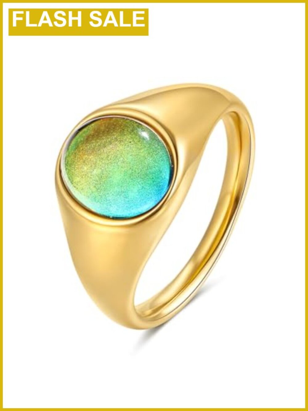 Gold Plated Stainless Steel Mood Ring Color Changing Stackable Rings